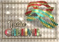 Venice carnival mask , VIP card in art deco style , vector Royalty Free Stock Photo