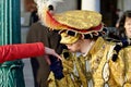 Venice Carnival Participant and Reveller. Prince Charming Kissing hand