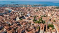 Venice city Grand Canal and houses aerial drone view, Venice island cityscape and Venetian lagoon from above, Italy Royalty Free Stock Photo