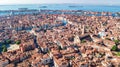 Venice city Grand Canal and houses aerial drone view, Venice island cityscape and Venetian lagoon from above, Italy Royalty Free Stock Photo