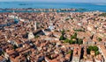 Venice city Grand Canal and houses aerial drone view, Venice island cityscape and Venetian lagoon from above, Italy Royalty Free Stock Photo