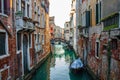 Venice City of Italy. View on Canal, Venetian Landscape with boats and gondolas Royalty Free Stock Photo