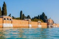 Venice City of Italy. View on San Michele cemetery, Venetian old graveyard Royalty Free Stock Photo