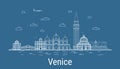 Venice city, Line Art Vector illustration