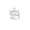 Venice city sign. Tourist venetian transport gondola. Travel Italy icon