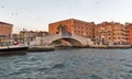 Venice cityscape Castello district at sunset, Italy. Royalty Free Stock Photo