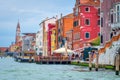 Venice cityscape, Italy. Venice exterior. Colorful houses near canal in Venezia