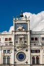 Clock and bell tower in San Marco square - Venice Italy Royalty Free Stock Photo