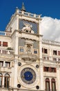 Clock and bell tower in San Marco square - Venice Italy Royalty Free Stock Photo