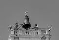 Venice, Clock and bell tower in Renaissance style in San Marco square with the statues called Mori di Venezia, UNESCO world