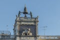 Venice, Clock and bell tower in Renaissance style in San Marco square with the statues called Mori di Venezia, UNESCO world