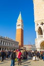 Venice crowded Saint Mark square view during the traditional Carnival Italy Royalty Free Stock Photo