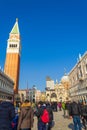 Venice crowded Saint Mark square view during the traditional Carnival Italy Royalty Free Stock Photo