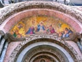 Venice, detail of a byzantine mosaic placed over one entrance in St. Mark Basilica Royalty Free Stock Photo