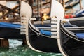 Venice Italy - Detail of two gondola prows