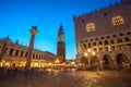 Venice with Doge palace on Piazza San Marco at night, Italy Royalty Free Stock Photo