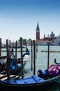 Venice with famous gondolas on the Venetian Lagoon , Italy Royalty Free Stock Photo