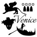 Venice flat icons. Royalty Free Stock Photo