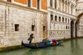 Venice gondola in rainy weather, Italy