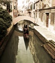 Venice and gondola in vintage colors, romantic view