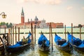 Venice with gondolas and church of San Giorgio Maggiore Royalty Free Stock Photo