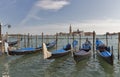 Venice gondolas in front of San Giorgio Maggiore island, Italy. Royalty Free Stock Photo