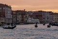 Venice Gondolas on the Grand Canal at the Sunset Travel Italy Royalty Free Stock Photo