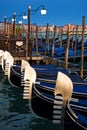 Venice gondolas by night Royalty Free Stock Photo