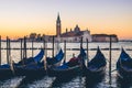 Venice gondolas and San Giorgio basilica in cross processed style