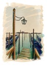 Venice. Gondolas on the water