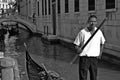 Venice gondolier B&W Royalty Free Stock Photo