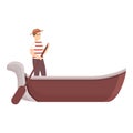 Venice gondolier icon cartoon vector. Gondola boat Royalty Free Stock Photo