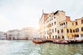 Venice Grand canal with gondolas and Rialto Bridge, Italy in sum Royalty Free Stock Photo