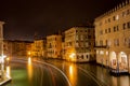 Venezia canal grande at night view from the rialto bridge long e Royalty Free Stock Photo