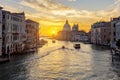 Venice Grand canal and Santa Maria della Salute church at sunrise, Italy Royalty Free Stock Photo
