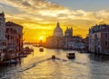 Venice Grand canal and Santa Maria della Salute church at sunrise, Italy Royalty Free Stock Photo