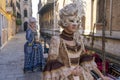 Venice, Itali: February 26, 2019 : Venice carnival 2019. Venetian Carnival Costume. Venetian Carnival Mask. Venice, Italy Royalty Free Stock Photo