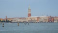 Venice, Italy. Amazing landscape of the San Marco square and Riva degli Schiavoni from the boat Royalty Free Stock Photo