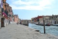 Beautiful panoramic view to modern canal streets of Venice in a sunny spring day. Royalty Free Stock Photo