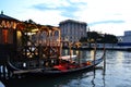 Beautiful sunset over the Grand Canal in Venice near the Railway station. Royalty Free Stock Photo