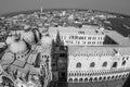 overlooking the beautiful city and old palaces of venice with the laguna from the Markus tower