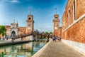 The scenic entrance to the Venetian Arsenal, Venice, Italy Royalty Free Stock Photo