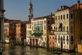 Scenic View of Beautiful Venice Venezia GranCanal with Historical Buildings at Sunset Royalty Free Stock Photo