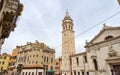 Ancient Tower and Historic Buildings in Venice Italy Royalty Free Stock Photo