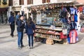 VENICE. ITALY- APRIL 19, 2017: tourists buy souvenirs on the street in Venice