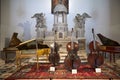 Ancient Italian string instruments exhibition in San Maurizio church in Venice, Italy