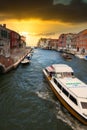 Venice, Italy - August 14, 2017: Beautiful classical buildings on the canal Venice