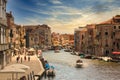 Venice, Italy - August 14, 2017: Beautiful classical buildings on the canal Venice