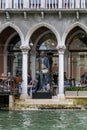 Bronze sculpture by Bruno Catalano `Traveler` in Venice Royalty Free Stock Photo