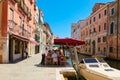 Venice, Italy - August 14, 2017: The cozy cafes of Venice.